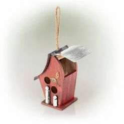 Alpine Corporation 12" Wood/Metal Outdoor Hanging Birdhouse Turquoise -Cheap Garden Decor Store unnamed file 2656