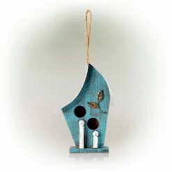 Alpine Corporation 12" Wood/Metal Outdoor Hanging Birdhouse Turquoise -Cheap Garden Decor Store unnamed file 2659
