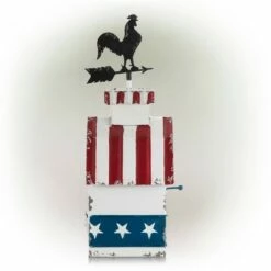 18" Iron Patriotic Birdhouse With Rooster Vane Top - Alpine Corporation -Cheap Garden Decor Store unnamed file 2687