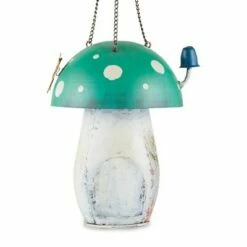 Zingz & Thingz Zingz & Thingz 23.75" Mushroom Iron Birdhouse Green