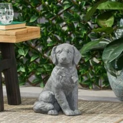 Bluffton Outdoor Dog Garden Statue - Stone Gray - Christopher Knight Home