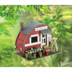 Zingz & Thingz Zingz & Thingz 7.95" Trailer Wood Birdhouse Red