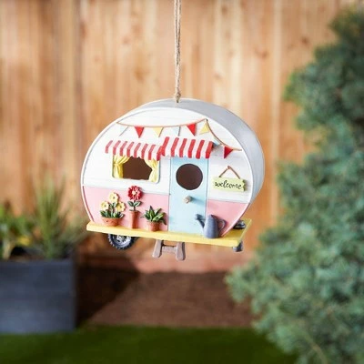 Zingz & Thingz Zingz & Thingz 7.5" Camper Polyresin Birdhouse Pink/White 8 Zingz & Thingz Zingz & Thingz 7.5" Camper Polyresin Birdhouse Pink/White - Image 6
