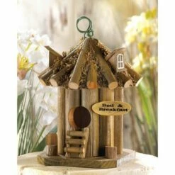 Zingz & Thingz Zingz & Thingz 9" Bed and Breakfast Wood Birdhouse Light Brown