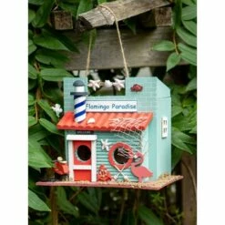 Zingz & Thingz Zingz & Thingz 8.5" Flamingo Paradise Wood Birdhouse -Cheap Garden Decor Store unnamed file 3001