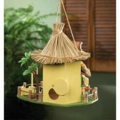 Zingz & Thingz Zingz & Thingz 9.75" Tiki Hut Wood Birdhouse Yellow -Cheap Garden Decor Store unnamed file 3033