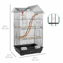 Best Choice Products 36in Indoor/Outdoor Iron Bird Cage for Parrot, Lovebird w/ Removable Tray, 4 Feeders, 2 Toys -Cheap Garden Decor Store unnamed file 3040