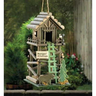 Zingz & Thingz Zingz & Thingz 13.5" Ranger Station Wood Birdhouse Brown 4 Zingz & Thingz Zingz & Thingz 13.5" Ranger Station Wood Birdhouse Brown - Image 2