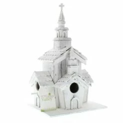 Zingz & Thingz Zingz & Thingz 12.75" Little Chapel Wood Birdhouse White