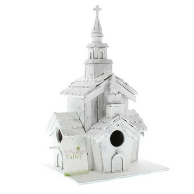 Zingz & Thingz Zingz & Thingz 12.75" Little Chapel Wood Birdhouse White 2 Zingz & Thingz Zingz & Thingz 12.75" Little Chapel Wood Birdhouse White