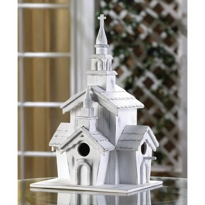 Zingz & Thingz Zingz & Thingz 12.75" Little Chapel Wood Birdhouse White 3 Zingz & Thingz Zingz & Thingz 12.75" Little Chapel Wood Birdhouse White - Image 2