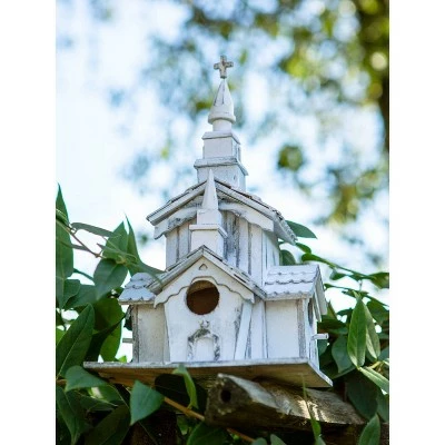 Zingz & Thingz Zingz & Thingz 12.75" Little Chapel Wood Birdhouse White 5 Zingz & Thingz Zingz & Thingz 12.75" Little Chapel Wood Birdhouse White - Image 4