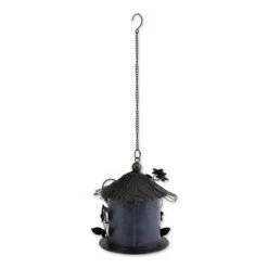 Zingz & Thingz Zingz & Thingz 8" Floral Iron Birdhouse Blue