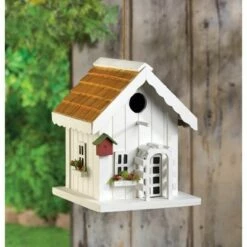 Zingz & Thingz Zingz & Thingz 7.125" Happy Home Wood Birdhouse White