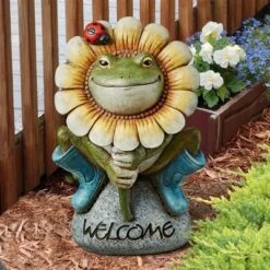 Design Toscano Flowery Frog Garden Welcome Statue - Multicolored