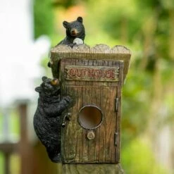 Zingz & Thingz Zingz & Thingz 8.5" Bear Outhouse Polyresin Birdhouse Black
