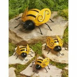 The Lakeside Collection Lakeside Decorative Metal Bumble Bee Garden Accents - Lawn Ornaments - Set of 4