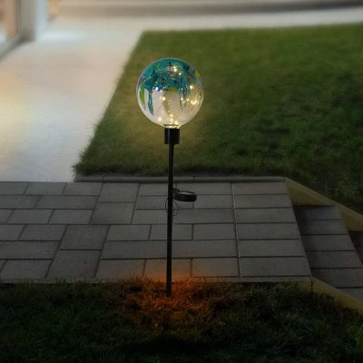 Alpine Corporation 33" Glass Outdoor Solar Globe Garden Stake with LED Lights 2 Alpine Corporation 33" Glass Outdoor Solar Globe Garden Stake with LED Lights