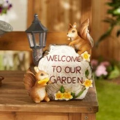 Zingz & Thingz Zingz & Thingz 9.5" Polyresin Solar "Welcome to Our Garden" Squirrels Statue -Cheap Garden Decor Store unnamed file 315