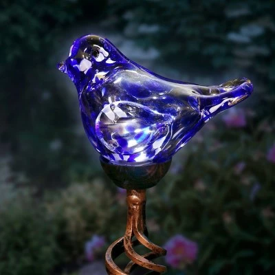 31" Solar Resin/Pearlized Glass Bird Finial Garden Stake Blue - Exhart 2 31" Solar Resin/Pearlized Glass Bird Finial Garden Stake Blue - Exhart