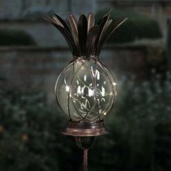 48" Bronze Solar Pineapple Stake Lantern - Exhart