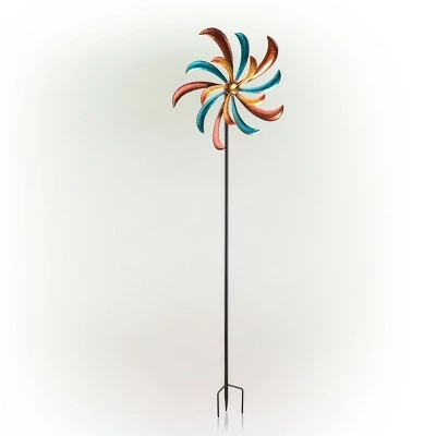 Alpine Corporation 64" Metal Jeweled Metal Blade Windmill Spinner Garden Stake 5 Alpine Corporation 64" Metal Jeweled Metal Blade Windmill Spinner Garden Stake - Image 3