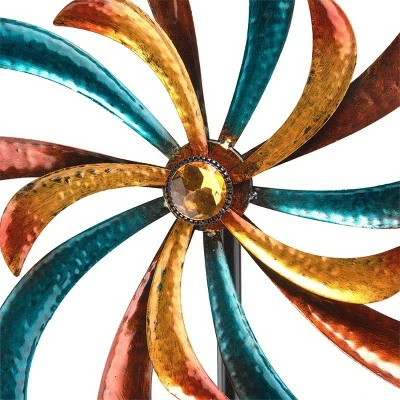 Alpine Corporation 64" Metal Jeweled Metal Blade Windmill Spinner Garden Stake 7 Alpine Corporation 64" Metal Jeweled Metal Blade Windmill Spinner Garden Stake - Image 5