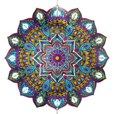 41" Metal Laser Cut Turquoise Starburst Wind Chime Spinner - Exhart 5 41" Metal Laser Cut Turquoise Starburst Wind Chime Spinner - Exhart - Image 3