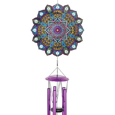 41" Metal Laser Cut Turquoise Starburst Wind Chime Spinner - Exhart 9 41" Metal Laser Cut Turquoise Starburst Wind Chime Spinner - Exhart - Image 7
