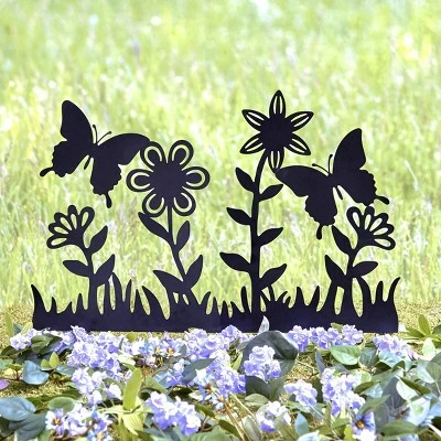 The Lakeside Collection Lakeside Decorative Black Silhouette Metal Garden Fence Stake Cut-Out 4 The Lakeside Collection Lakeside Decorative Black Silhouette Metal Garden Fence Stake Cut-Out - Image 2