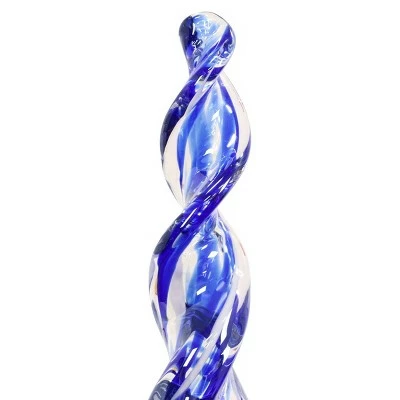 36" Pearlized Glass Solar Flame Stake Blue - Exhart 7 36" Pearlized Glass Solar Flame Stake Blue - Exhart - Image 5