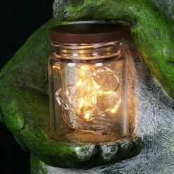 Resin and Glass Solar Garden Frog with LED Firefly Jar Statue - Exhart -Cheap Garden Decor Store unnamed file 3304