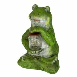 Resin and Glass Solar Garden Frog with LED Firefly Jar Statue - Exhart -Cheap Garden Decor Store unnamed file 3307