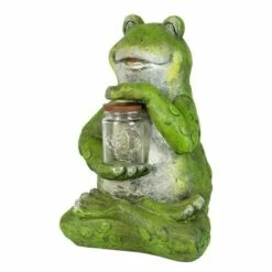 Resin and Glass Solar Garden Frog with LED Firefly Jar Statue - Exhart -Cheap Garden Decor Store unnamed file 3310