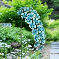 28" Solar Metal Hanging Flower Garden Stake Turquoise - Exhart -Cheap Garden Decor Store unnamed file 3314