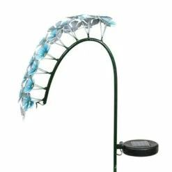 28" Solar Metal Hanging Flower Garden Stake Turquoise - Exhart -Cheap Garden Decor Store unnamed file 3318
