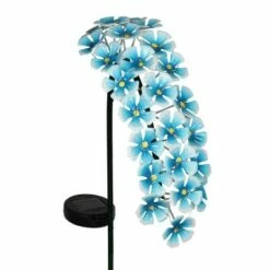 28" Solar Metal Hanging Flower Garden Stake Turquoise - Exhart -Cheap Garden Decor Store unnamed file 3319