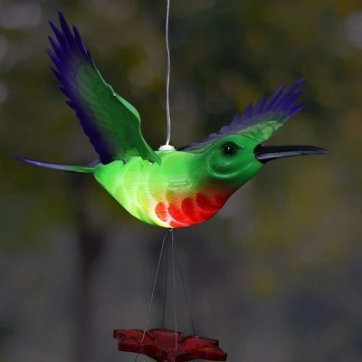 9.25" Metal Solar Hummingbird Fluttering Wings Wind Chime - Exhart 3 9.25" Metal Solar Hummingbird Fluttering Wings Wind Chime - Exhart