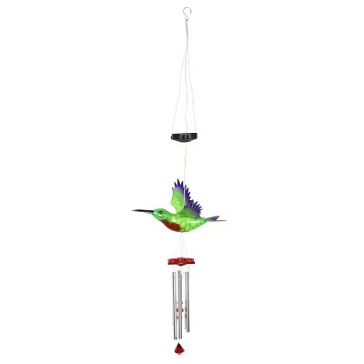 9.25" Metal Solar Hummingbird Fluttering Wings Wind Chime - Exhart 8 9.25" Metal Solar Hummingbird Fluttering Wings Wind Chime - Exhart - Image 6