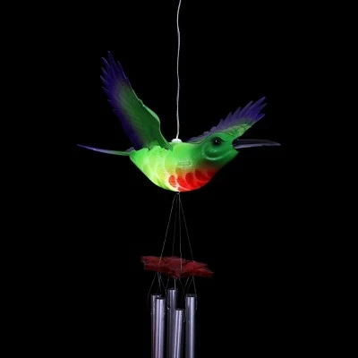 9.25" Metal Solar Hummingbird Fluttering Wings Wind Chime - Exhart 9 9.25" Metal Solar Hummingbird Fluttering Wings Wind Chime - Exhart - Image 7