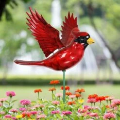 2pk 11" Plastic and Metal Windy Wings Cardinal Stakes - Exhart
