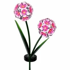 29.13" Metal Double Hydrangea Solar Stake Pink - Exhart -Cheap Garden Decor Store unnamed file 3343