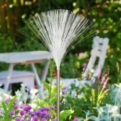 Metal and Acrylic Fiber Optic Solar Garden Stake Set - Exhart