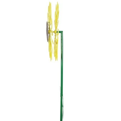 47.5" Metal Kinetic Sunflower Garden Stake Green/Brown/Yellow - Exhart 6 47.5" Metal Kinetic Sunflower Garden Stake Green/Brown/Yellow - Exhart - Image 4