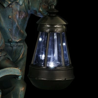 Solar Faux Bronze Garden Statue Brown - Exhart 6 Solar Faux Bronze Garden Statue Brown - Exhart - Image 4