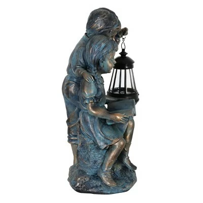 Solar Faux Bronze Garden Statue Brown - Exhart 8 Solar Faux Bronze Garden Statue Brown - Exhart - Image 6