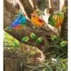 Wind & Weather Colorful Metal and Glass Bird Garden Stakes, Set of 3