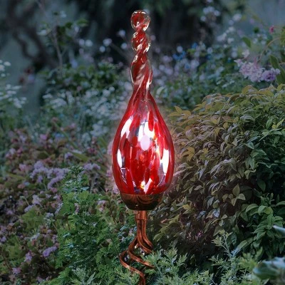 Exhart 36" Glass Solar Flame Stake Red 2 Exhart 36" Glass Solar Flame Stake Red