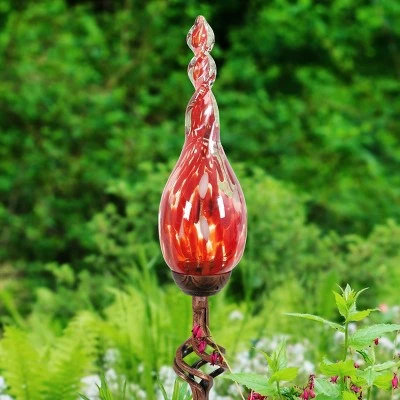 Exhart 36" Glass Solar Flame Stake Red 3 Exhart 36" Glass Solar Flame Stake Red - Image 2