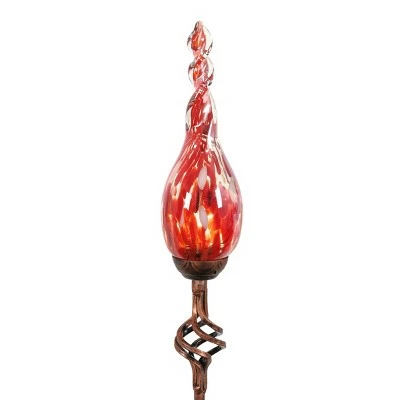 Exhart 36" Glass Solar Flame Stake Red 10 Exhart 36" Glass Solar Flame Stake Red - Image 9